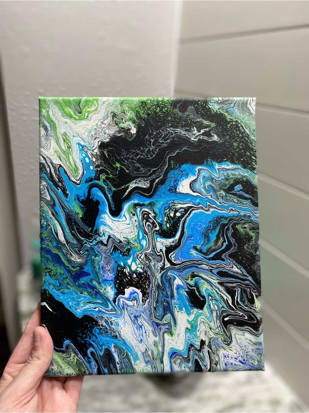 Abstract Blue and Black Canvas Art